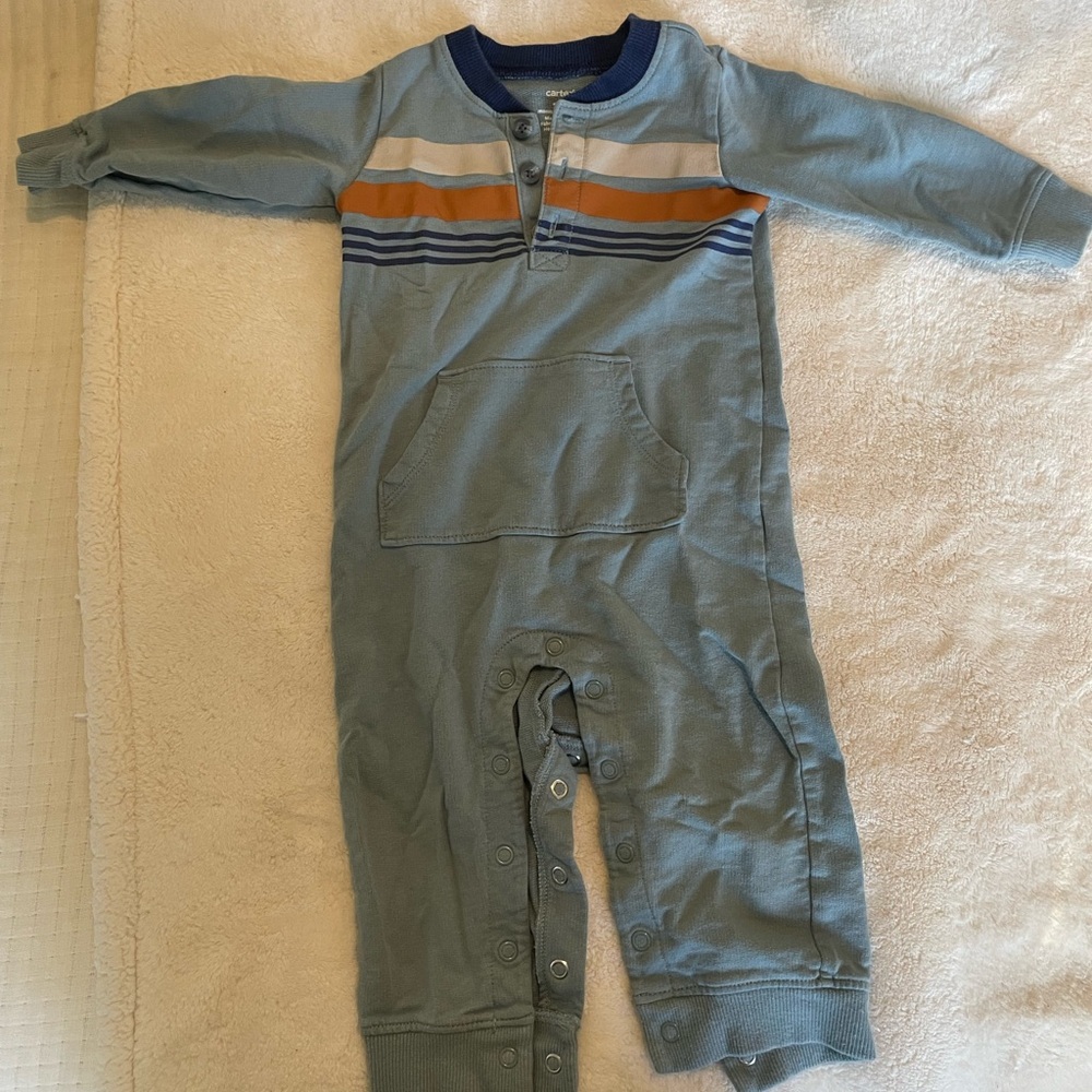 Carter's Blue Bodysuit with Orange Stripes